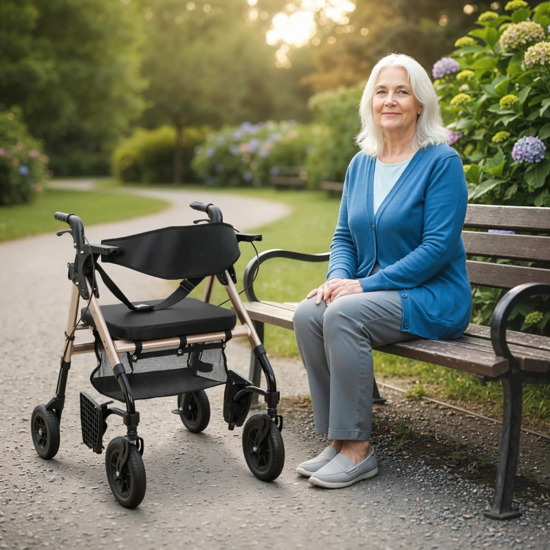 HOMCOM Rollator Walker Wheelchair, with Seat - Black
