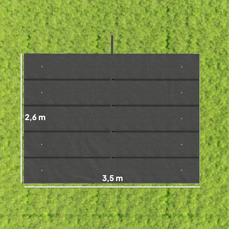 Outsunny Cobertura para Pérgola 3,5x2,5 m Teto de Substituição Retrátil para Pérgola com 10 Orifícios de Drenagem Cinza Escuro