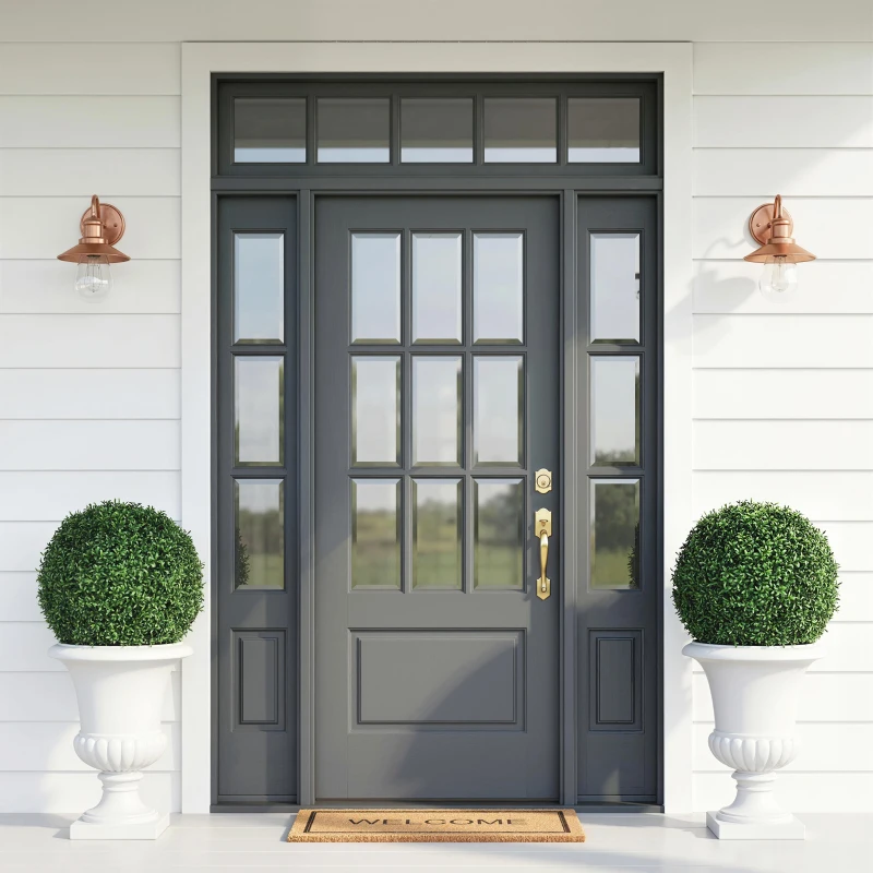 HOMCOM Lot de 2 boules de buis artificielles en pot, résistantes aux UV, 42 cm, pour décoration intérieure/extérieure