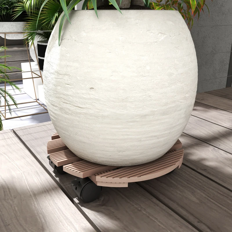 Outsunny Lot de 4 supports ronds Ø30 cm pour plantes - porte plante à roulettes, intérieur et extérieur