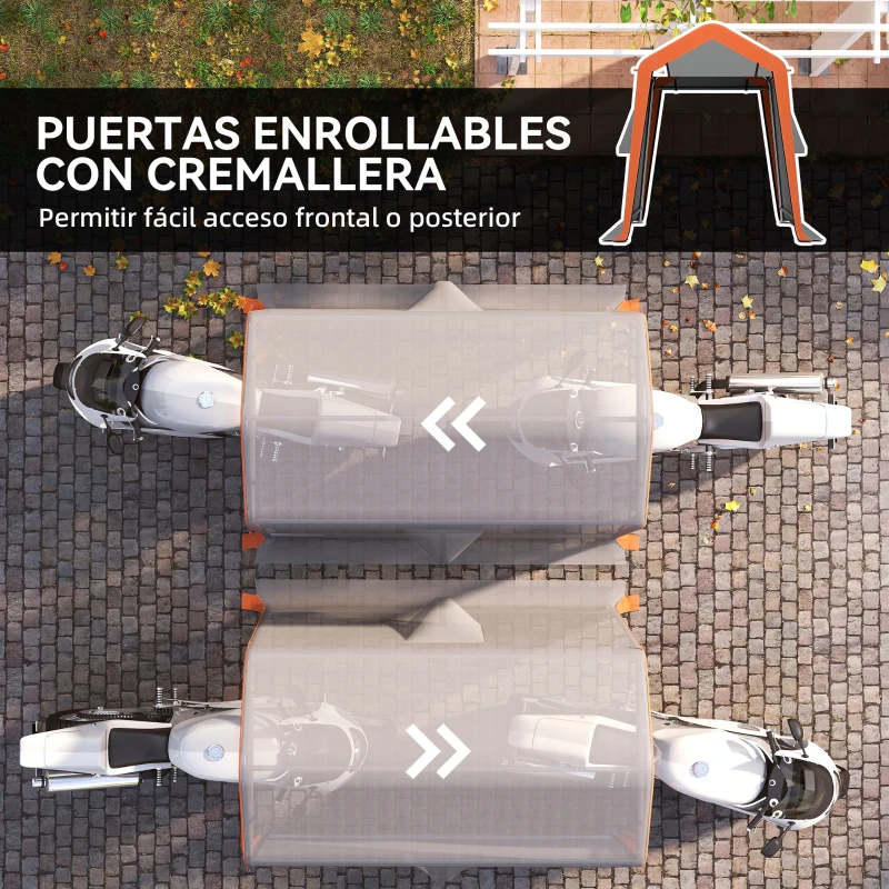 Outsunny Carpa Garaje Portátil 2,4x1,8 m para Coche Impermeable con Puerta Enrollable con Cremallera Ventanas UPF30+ Gris Claro