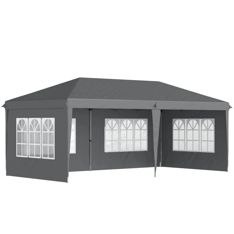 Outsunny Tonnelle pop-up pliante - tente de réception - 3 x 6 m 3 cotés démontables gris
