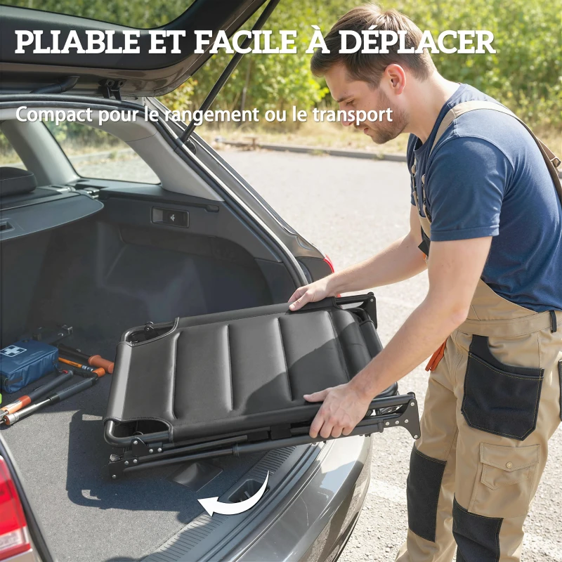 Outsunny Bain de soleil chaise longue pliante avec pare-soleil, appuie-tête inclinable en tissu Oxford 70 x 200 x 45 cm, noir