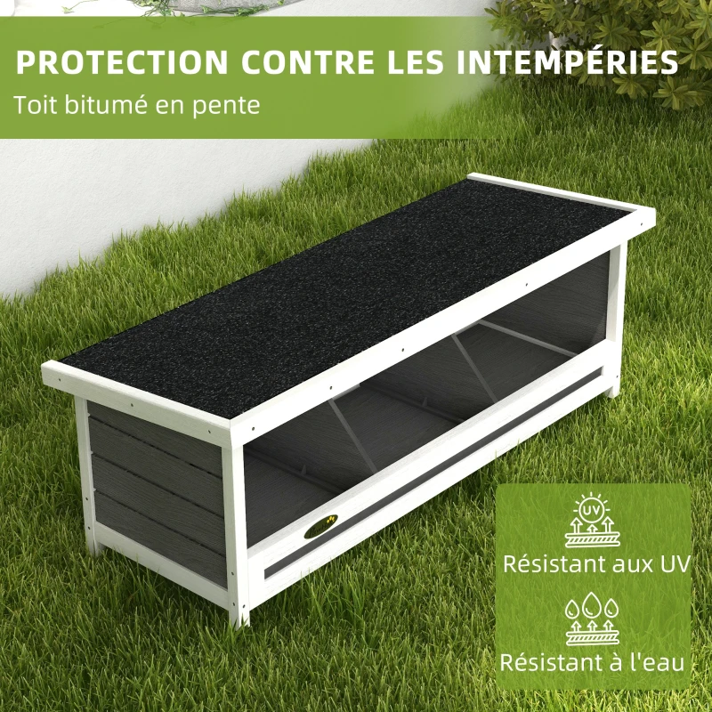 PawHut Pondoir nichoir pour poules 3 emplacements avec toit asphalte structure en bois 95 x 37 x 34 cm gris noir