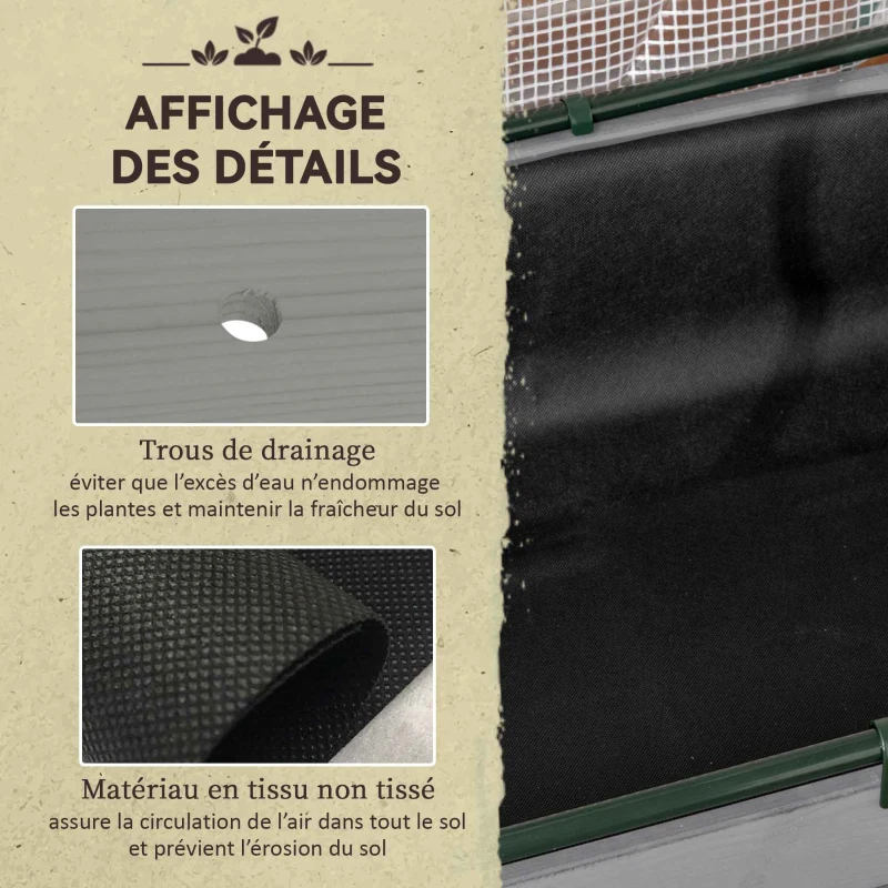 Outsunny Potager sur Pieds surélevé avec bâche Jardinière surélevée potager volume 104 L avec Trous de Drainage, Tissu non tissé