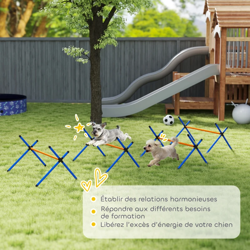 PawHut Kit d'équipement d'agilité pour chien, kit d'agilité pour chien portable avec hauteur réglable, sac de transport, orange