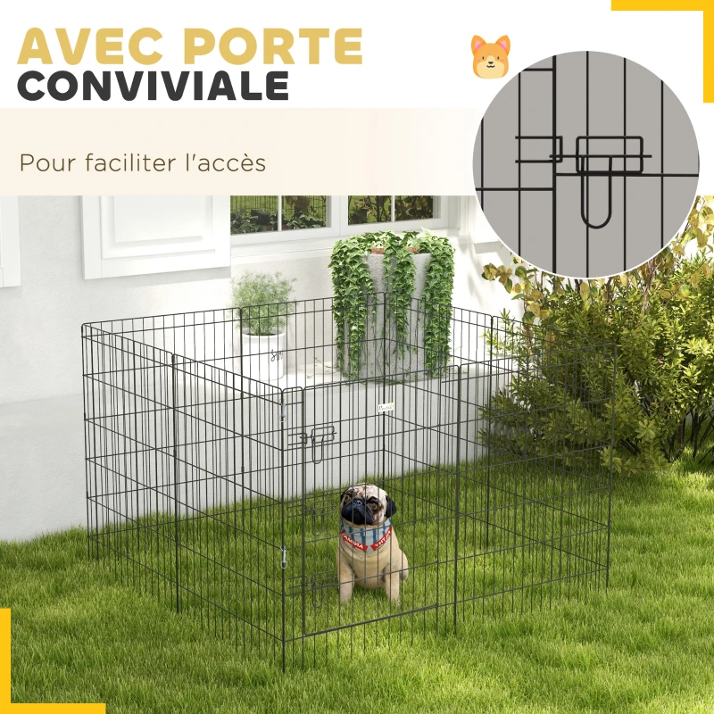 PawHut Parc enclos modulable pour chiens lapins rongeurs clôture pour petits animaux intérieur et extérieur  61 x 91 cm noir