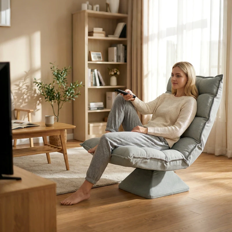 HOMCOM Fauteuil de sol paresseux fauteuil relax fauteuil salon design capitonné inclinaison dossier réglable pivotant 360°