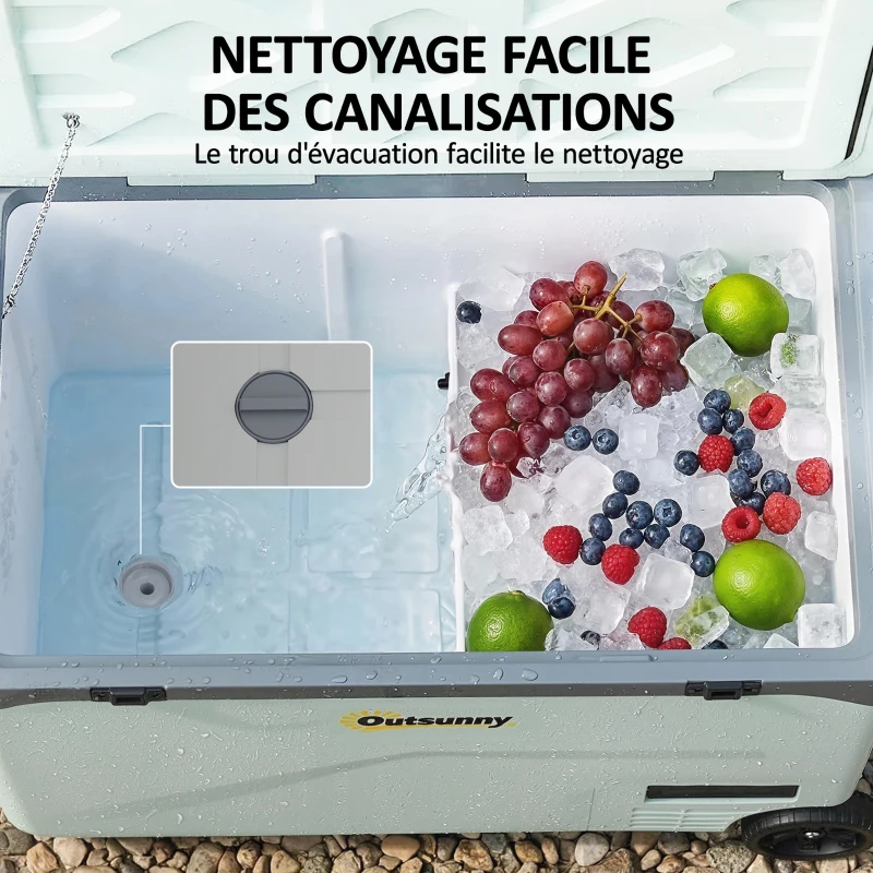 Outsunny Réfrigérateur de Voiture à Compression 42,5 L avec Contrôle via Application, -20 °C à 20 °C, Vert