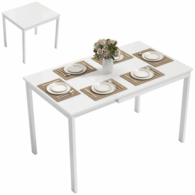 HOMCOM Ausziehbarer Esstisch 80-120 cm für 4-6 Personen, Platzsparender Küchentisch mit einfacher Ausziehfunktion, Natur