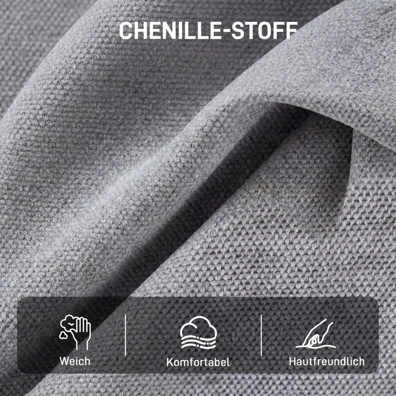 HOMCOM Drehbarer Akzentstuhl, gepolsterter Lesesessel mit Chenille, breitem Sitz, Federkissen und Metallbeinen, Hellgrau