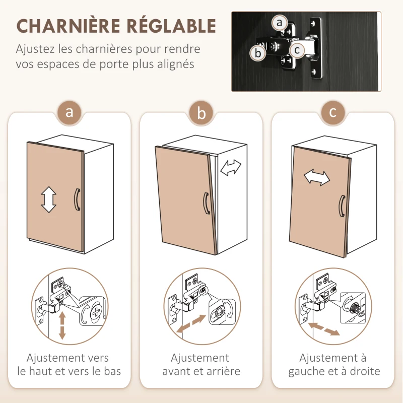 HOMCOM Armoire de cuisine hauteur 170 cm buffet haut avec 4 portes et étagères ajustable, design moderne, noir