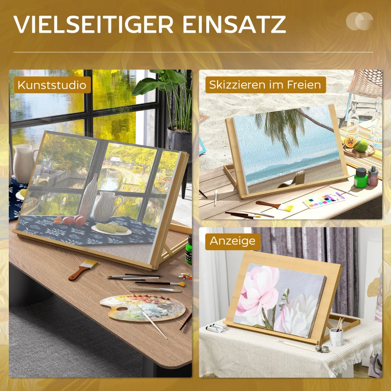 Vinsetto Tischstaffelei Klappbar 75,8x51cm Verstellbar Sitzstaffelei aus Buchenholz