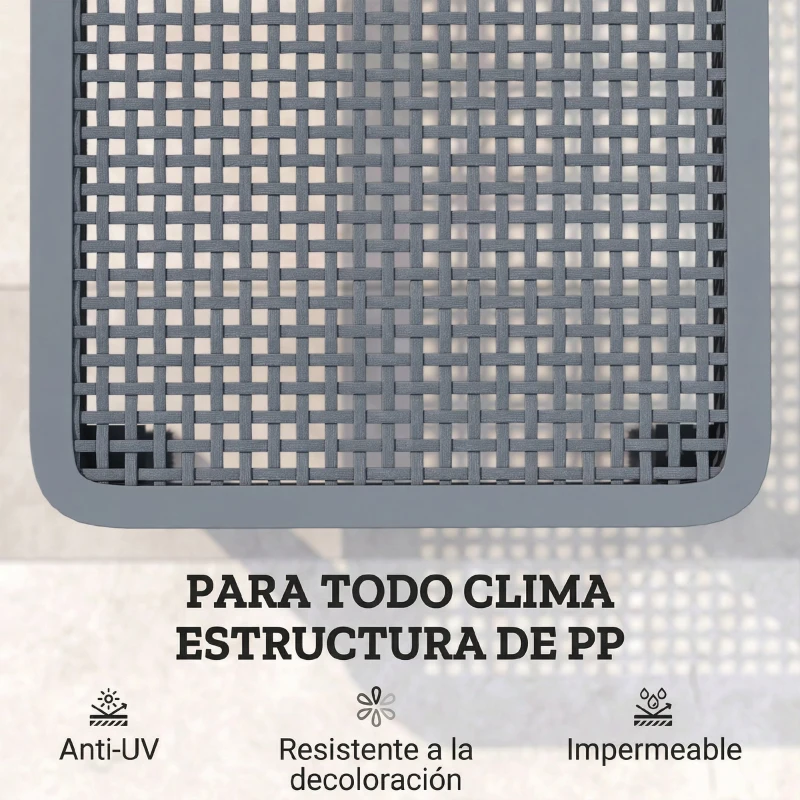 Outsunny Tumbona Reclinable de Jardín Exterior con Respaldo Ajustable en 4 Posiciones y Marco de PP 191x55x35,5 cm Gris Oscuro