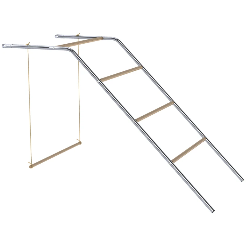 PawHut Perchoir pour poules à 5 niveaux en bois de pin et acier, échelle balançoire, 82 x 150 x 110 cm, argent