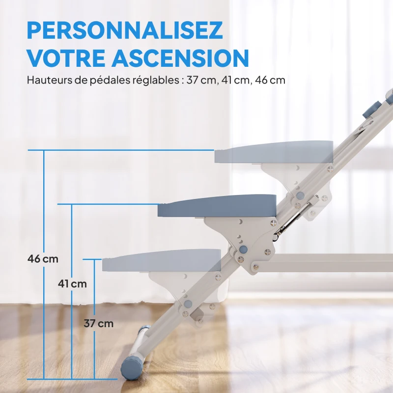 SPORTNOW Stepper escalier pliable climber stairmaster pour exercice de gym à domicile pédales réglables écran LCD 85x80x142cm blanc