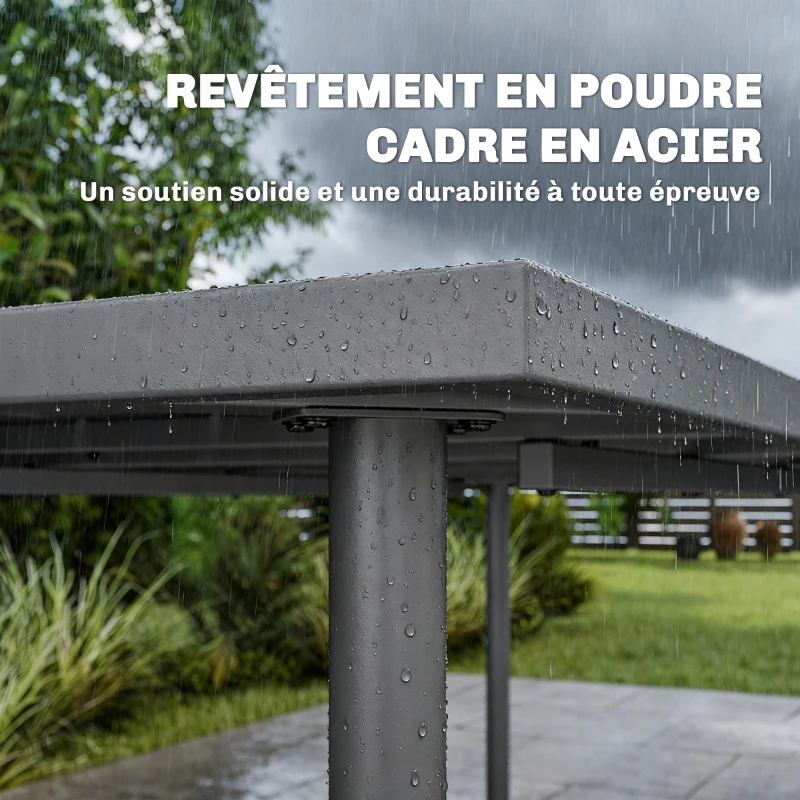 Outsunny Table de jardin pour 6 personnes, 165 x 80 cm, table à manger extérieure rectangulaire avec plateau à lattes en métal