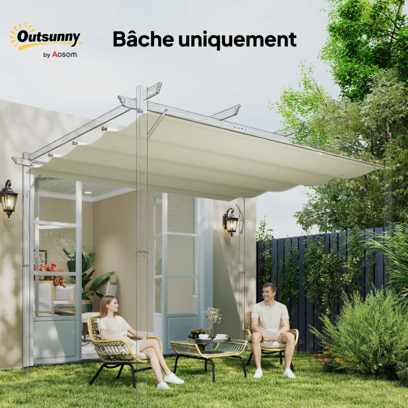 Outsunny Toile de toit de rechange pour pergola toile de remplacement protection solaire Anti-UV 30+ pour pergola de 3 x 2 m