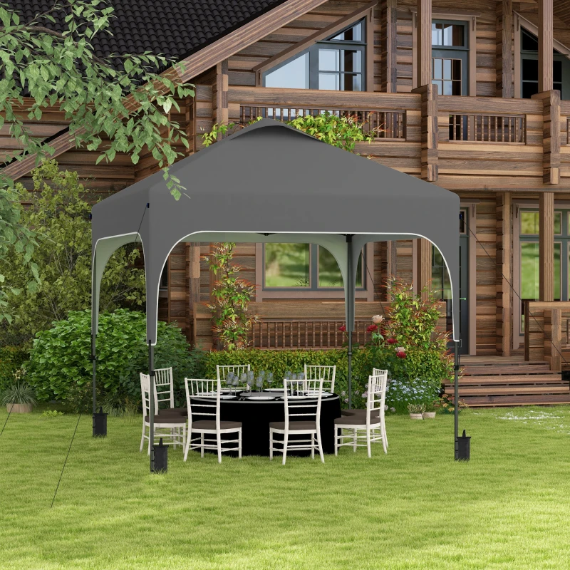 Outsunny Tonnelle de jardin Pop-up pliant 2,5 x 2,5 m hauteur réglable tissu Oxford anti UV50+ châssis acier sac de transport
