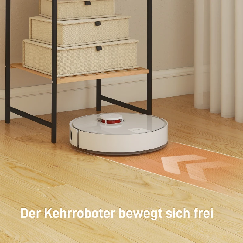 HOMCOM Standregal Badregal aus Bambus und Stahl, mit 4 Ablagen, 4-stöckiges Bücherregal, 36,5 x 33 x 110 cm, Natur