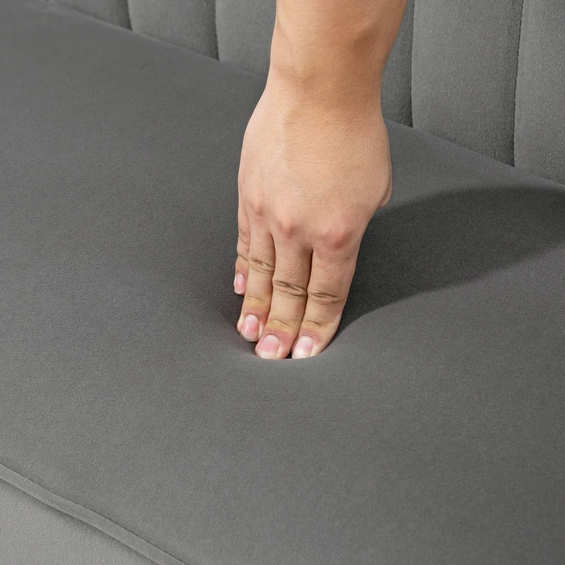 HOMCOM Sofa Retrodesign 2-Sitzer-Sofa, Holzbeine, 117 cm x 56,5 cm x 77 cm, Dunkelgrau