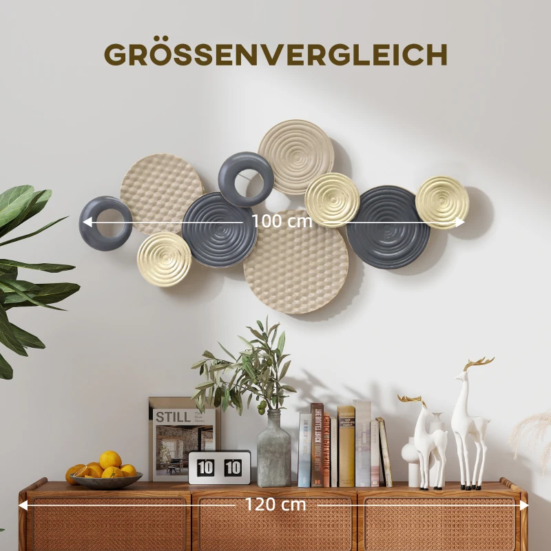 HOMCOM Wanddekoration, 3D-Design, Metallrahmen, vielseitig einsetzbar, Mehrfarbig