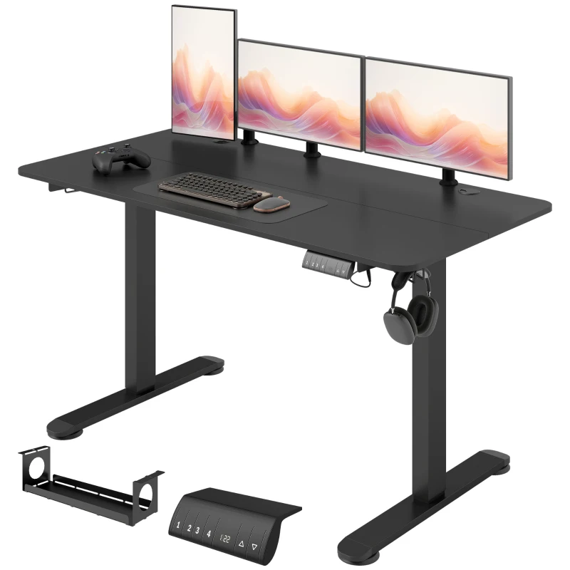 Vinsetto Stehpult höhenverstellbarer Computertisch Schreibtisch, 140 cm x 70 cm x 116 cm, Schwarz