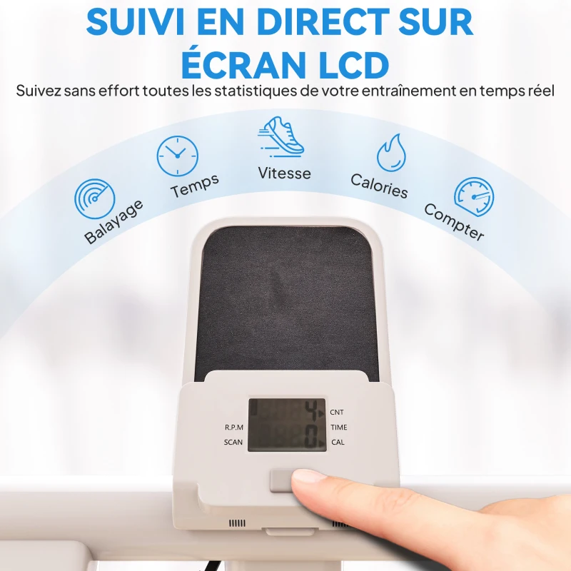 SPORTNOW Stepper escalier pliable climber stairmaster pour exercice de gym à domicile pédales réglables écran LCD 85x80x142cm blanc