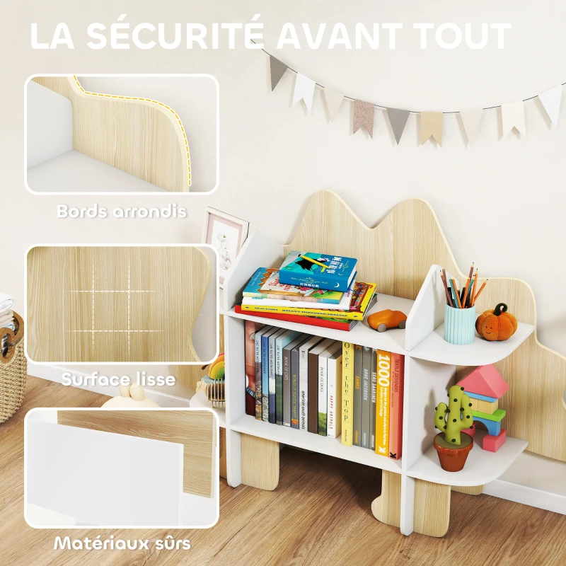 AIYAPLAY Bibliothèque enfant meuble de rangement pour jouets et livres 6 compartiments 120x28x72,2cm bois naturel