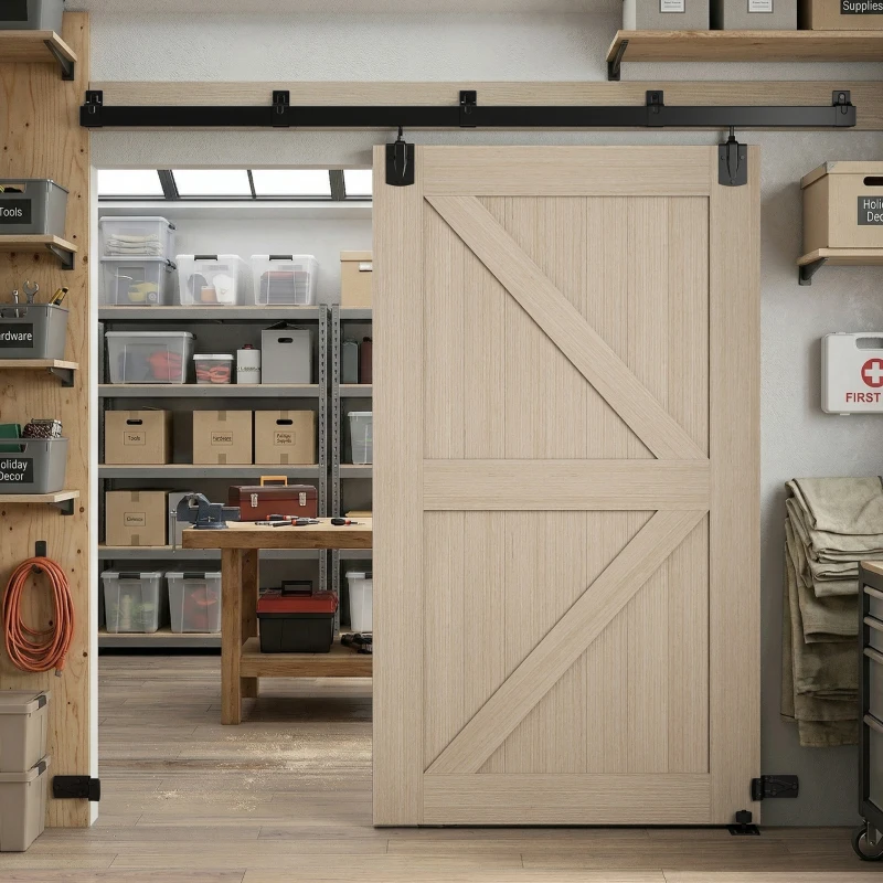 HOMCOM Conjunto de ferragens para porta deslizante de alta carga 244 cm Preto para portas individuais