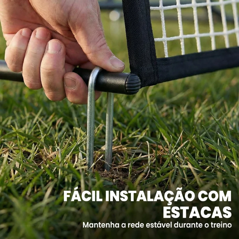 SPORTNOW Rede de Ressalto Dobrável 2 em 1 com Bolsa de Transporte para Treino de Futebol e Basebol 200x94x122 cm Preto