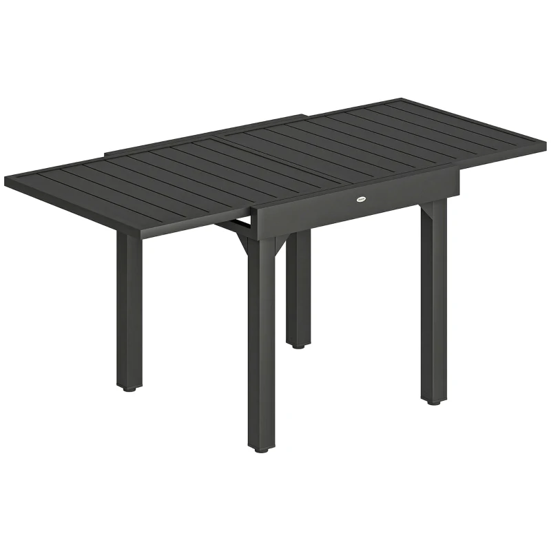 Outsunny Table de jardin extensible pour 4 à 6 personnes, 160/80 x 80 x 75 cm, table à manger extérieure en aluminium, noir