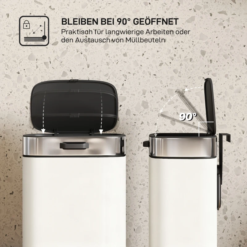 HOMCOM 5 L Mülleimer, freistehend oder hängend platzierbar, Edelstahl, Cremeweiß