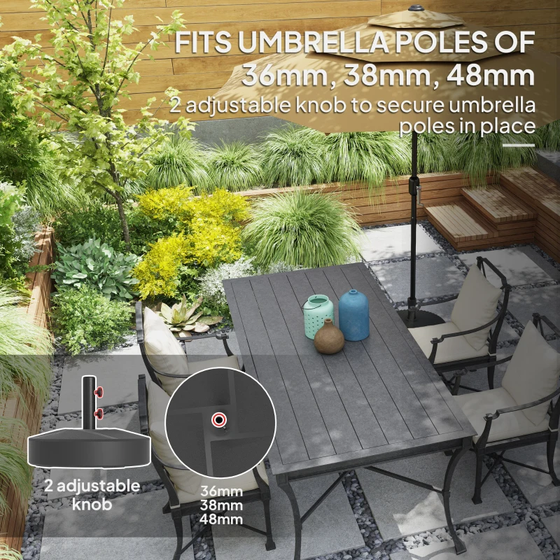 Outsunny Stojak na parasol do 30 kg, okrągły, czarny, stabilny