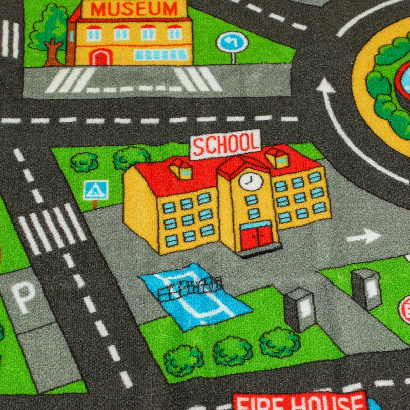 AIYAPLAY Tapis de jeu pour bébé, tapis de sol antidérapant, motif de route de la ville, 200 x 150 cm, multicolore