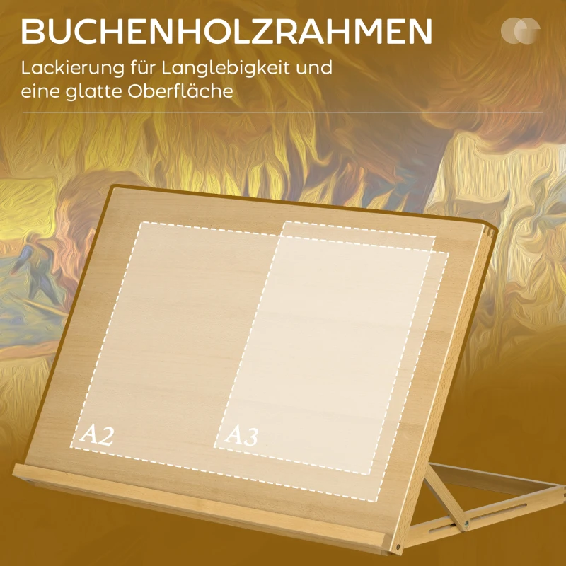 Vinsetto Tischstaffelei Klappbar 75,8x51cm Verstellbar Sitzstaffelei aus Buchenholz