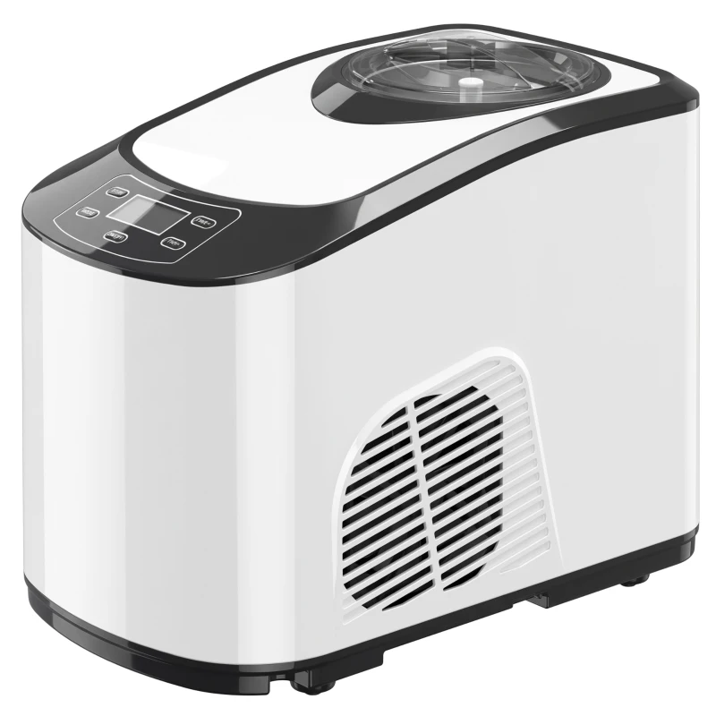 HOMCOM Eismaschine ohne Vorfrieren mit eingebautem Kompressor, 1,5L, Weiß