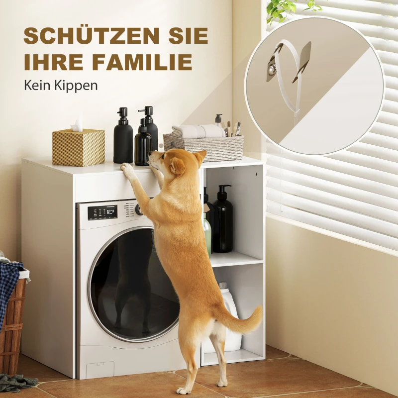 HOMCOM Schrank über Waschmaschine, Bad-Organizer über Toilette mit offenen Ablagefächern für Waschraum, Weiß