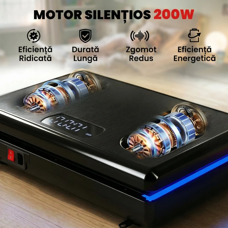 SPORTNOW Platformă Vibrantă cu 120 Niveluri de Viteză, 5 Programe și Lumină LED, Silențioasă, pentru Exerciții Acasă cu Benzi de Rezistență pentru Arderea Grăsimilor și Drenaj Limfatic