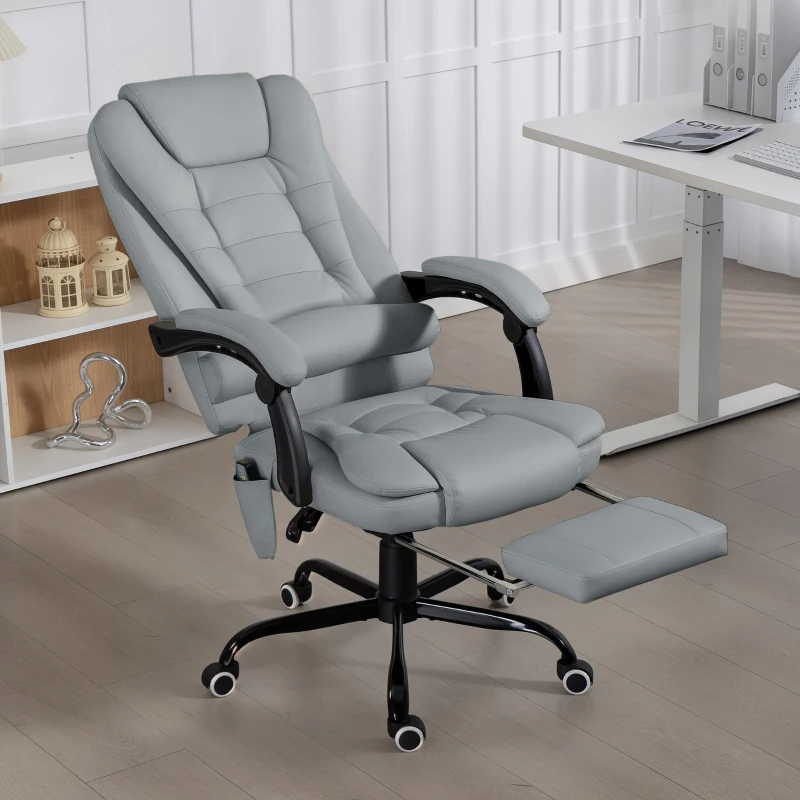 Vinsetto Fauteuil de bureau massant, chaise de bureau avec hauteur réglable, dossier inclinable et télécommande filaire, gris