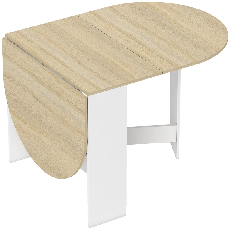 HOMCOM Table à manger pliante, table pliante cuisine ovale jusqu'à 6 personnes, pour petits espaces, salle à manger, bois naturel