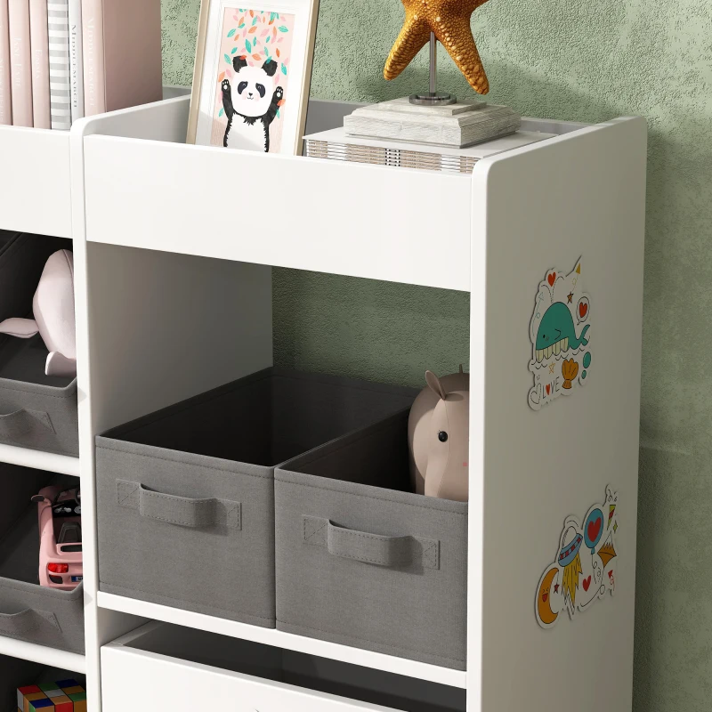 AIYAPLAY Étagère à jouets pour enfants étagère à livres 11 bacs de rangements en tissu non tissé 105 x 30 x 80 cm blanc