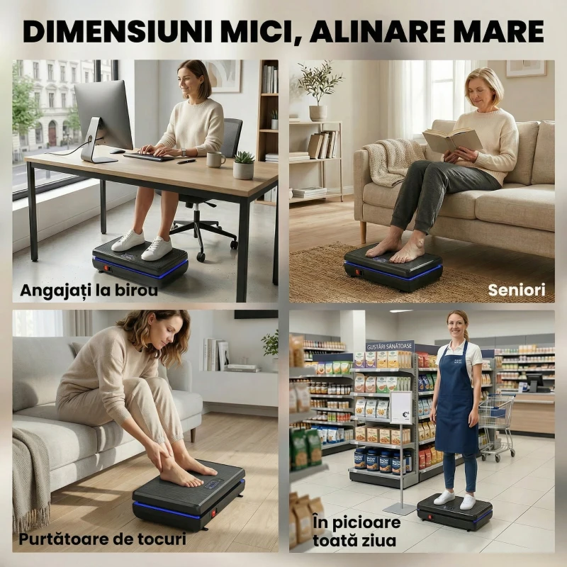 SPORTNOW Platformă Vibrantă cu 120 Niveluri de Viteză, 5 Programe și Lumină LED, Silențioasă, pentru Exerciții Acasă cu Benzi de Rezistență pentru Arderea Grăsimilor și Drenaj Limfatic