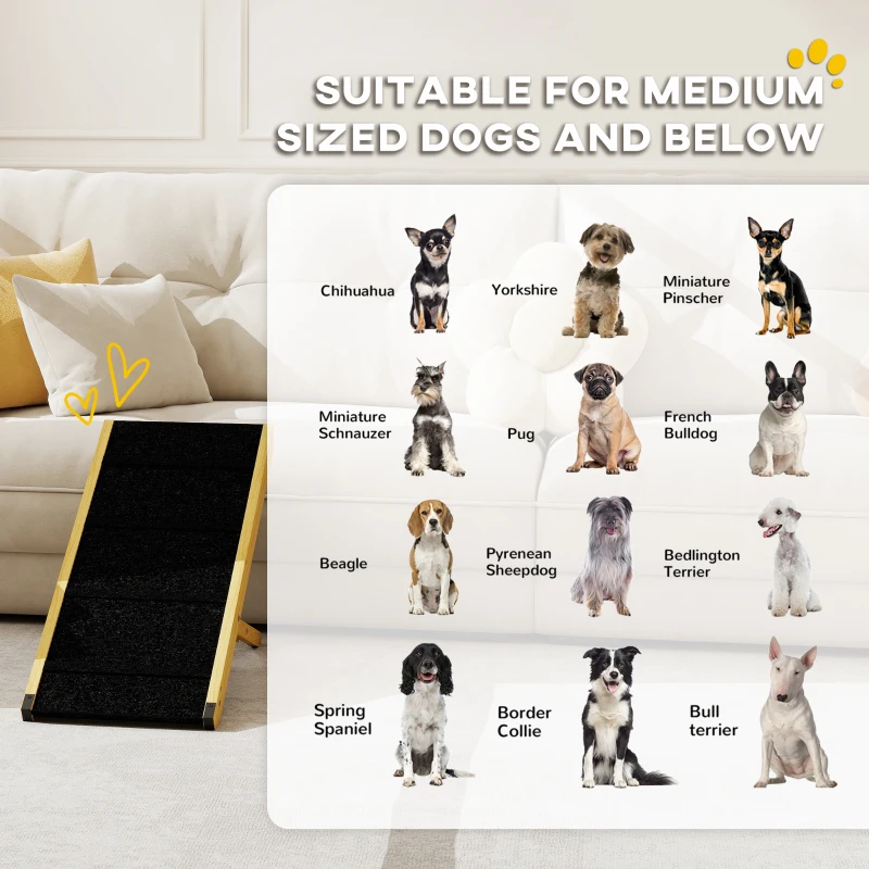 Rampy dla psów składana, regulowana wysokość, 83,5 x 35 cm