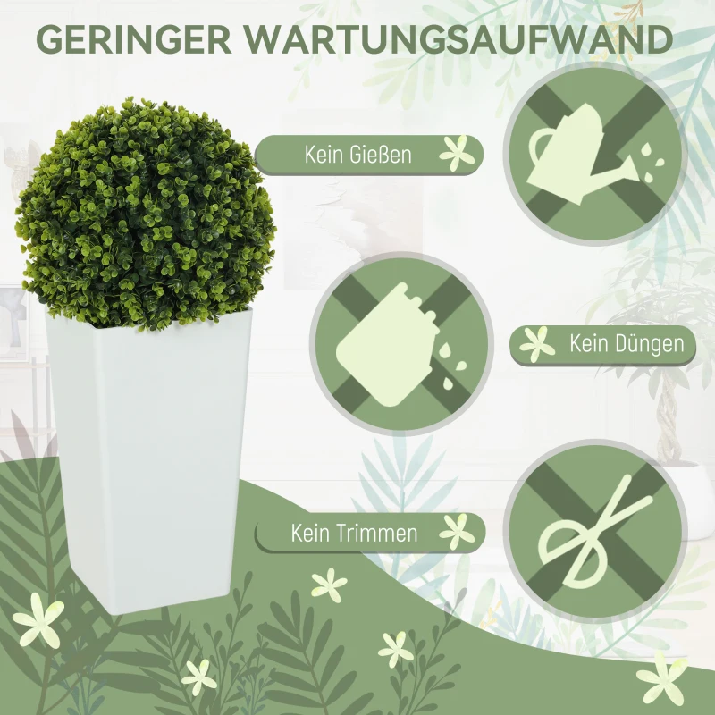 HOMCOM 2er-Set Künstlicher Eukalyptuskugeln 65 cm Kunstpflanze mit UV-Schutz, 330 Blättern im Topf, Grün