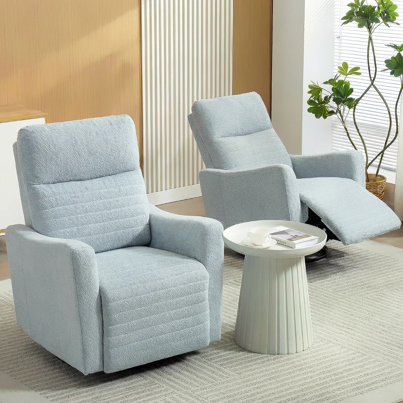 HOMCOM Fauteuil inclinable, fauteuil de relaxation avec repose-pieds, pivotant à 360°, basculant, 82 x 90,5 x 101 cm, gris-bleu(m-9)