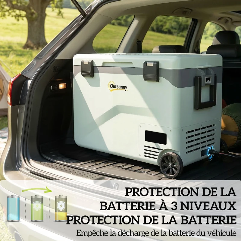 Outsunny Réfrigérateur de Voiture à Compression 42,5 L avec Contrôle via Application, -20 °C à 20 °C, Vert