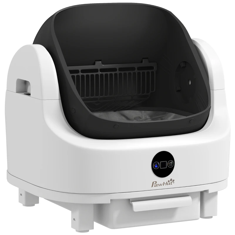 PawHut Litière chat autonettoyante bac à litière pour chat automatique ouvert isolation des odeurs/protection de sécurité blanc