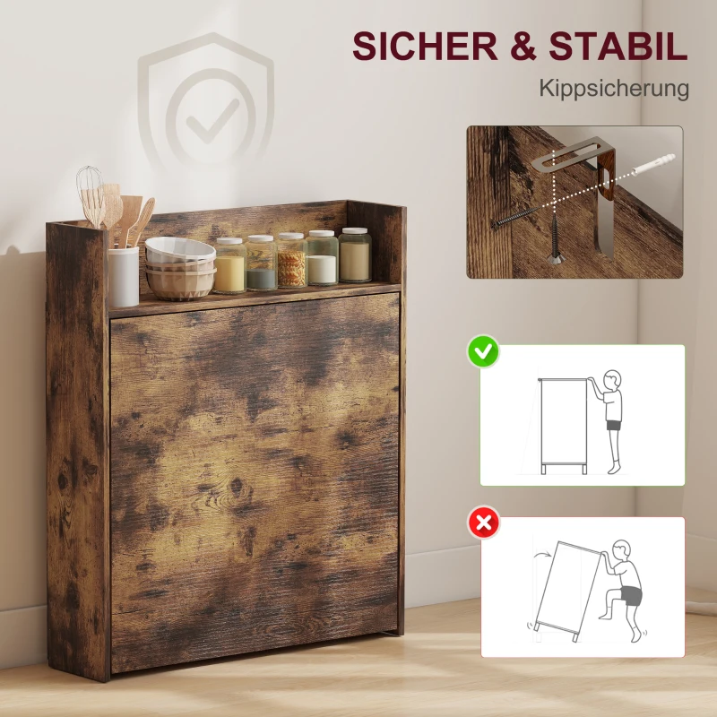 HOMCOM Esstisch Klappbar mit Regal, Industrie-Design, Platzsparend, Für Kleine Räume, 80x90x93cm, Rustikal-Braun