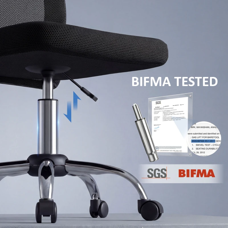 Vinsetto Krzesło Biurowe do Biurka, Regulowane Wysokościowo, Siatka, 43 cm x 58 cm x 100 cm, Czarne